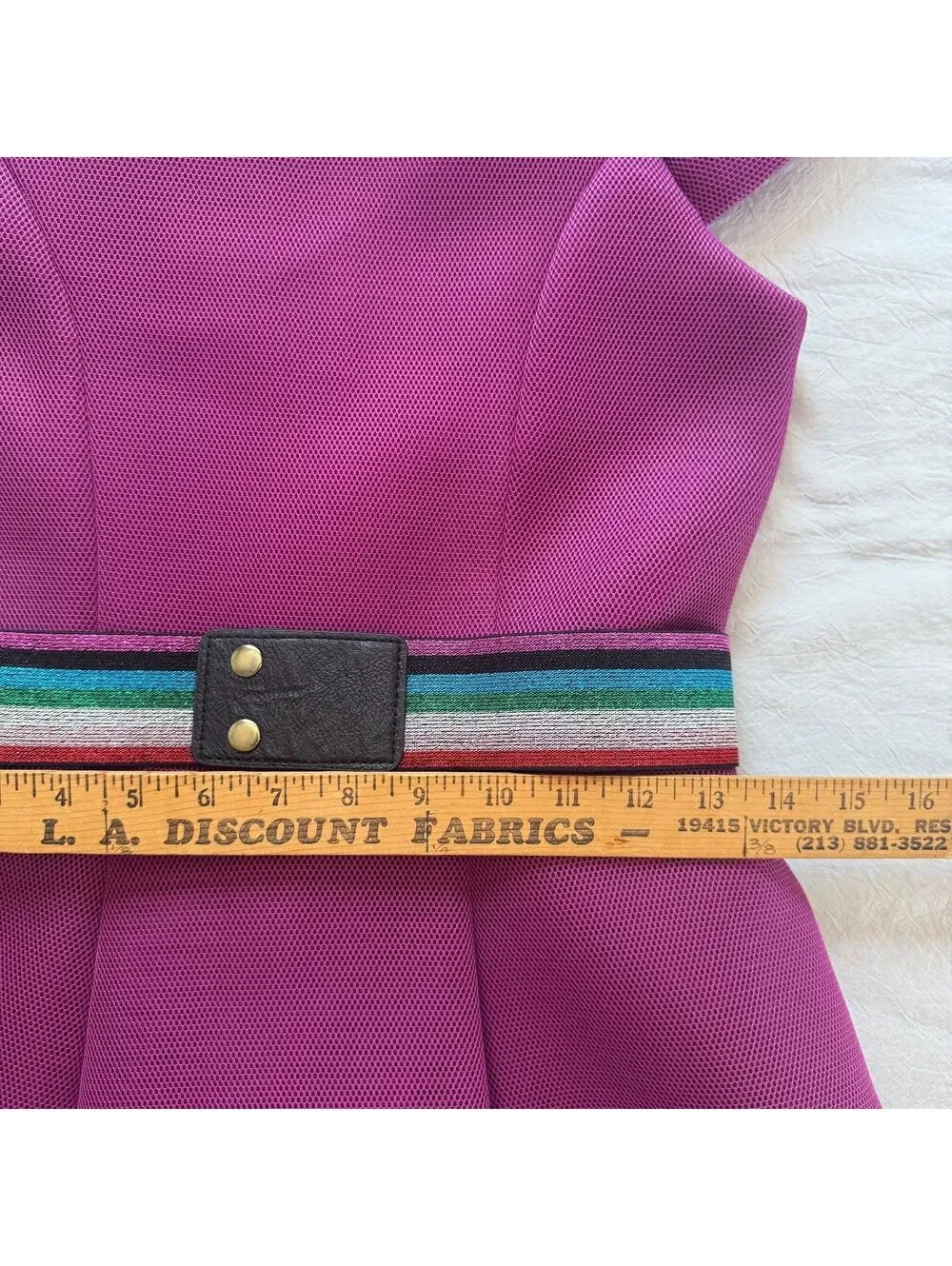 Zoe Ltd Kids Girls Purple Plum Fit Flare Scuba Mesh Party Dress Rainbow Belt NWT
